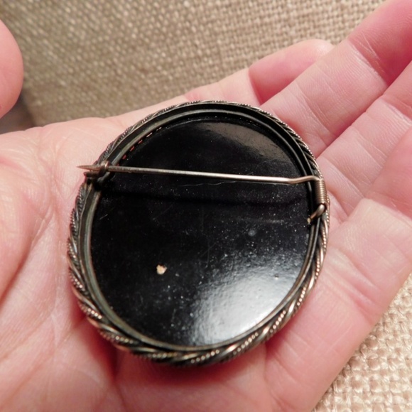 Vintage Russian Painting Set In Silver Setting Pin - Picture 3 of 3